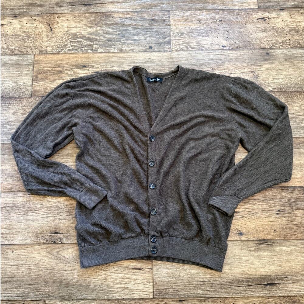 Vintage 90s Oversized Brown Knit Cardigan Sweater